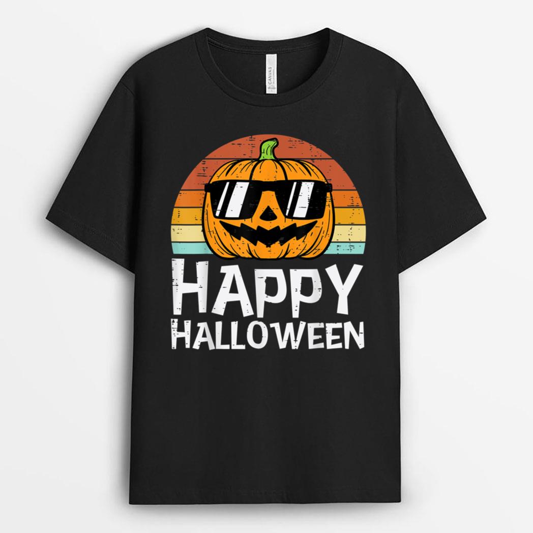 Happy Halloween Pumpkin Retro Halloween Men Women Kids Boys T-Shirt