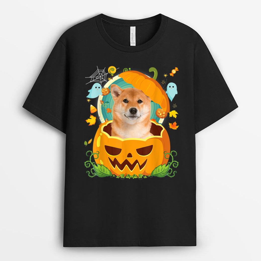 Happy Halloween Pumpkin Shiba Inu Dog Witch Cute Hat Lover T-Shirt