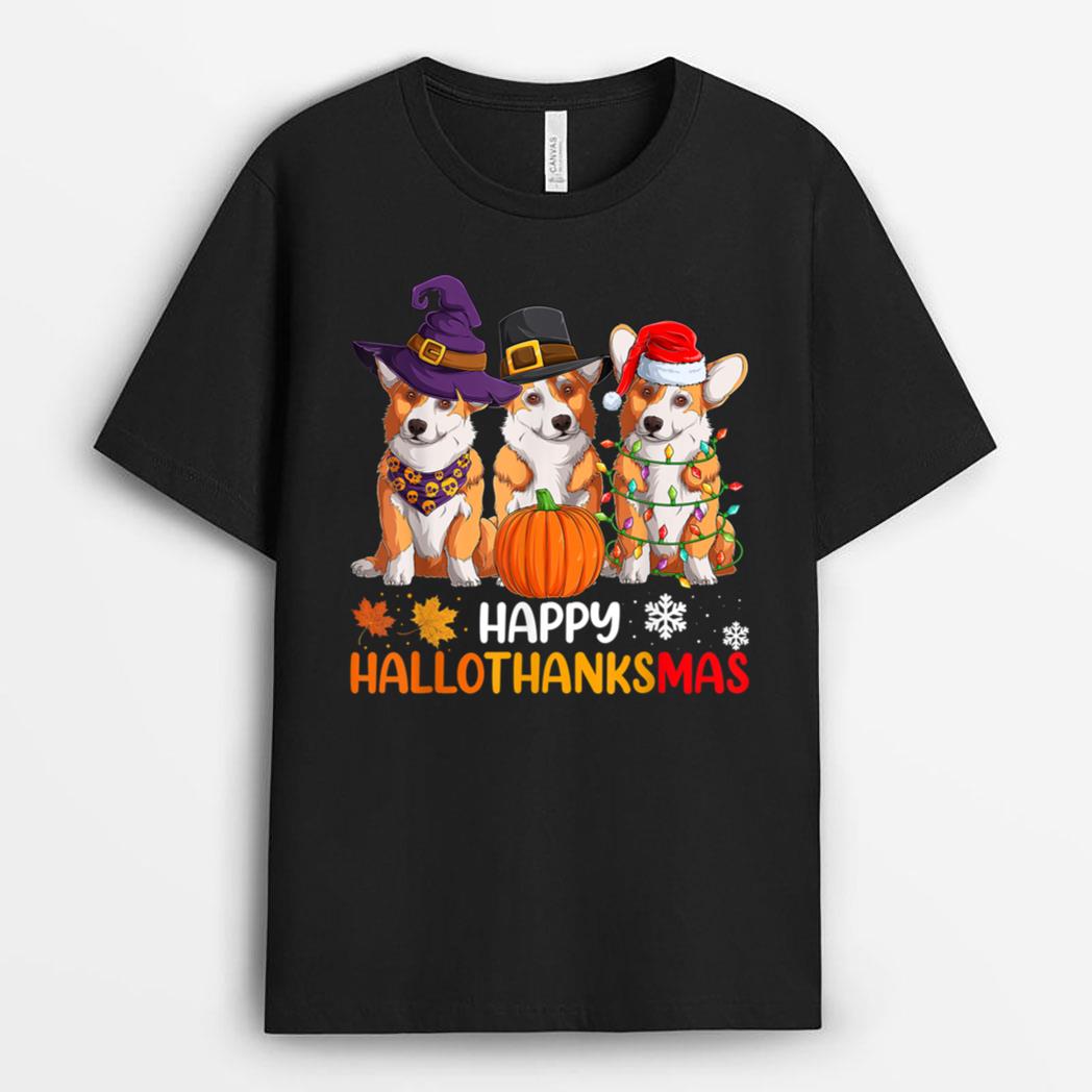 Happy Halloween s, Welsh Corgi Dog Happy Hallothanksmas T-Shirt