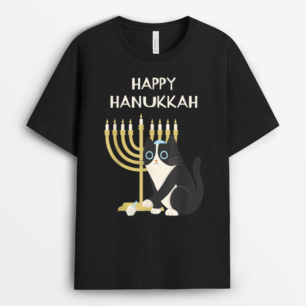 Happy Hanukkah Cat  Hanukkah T-Shirt