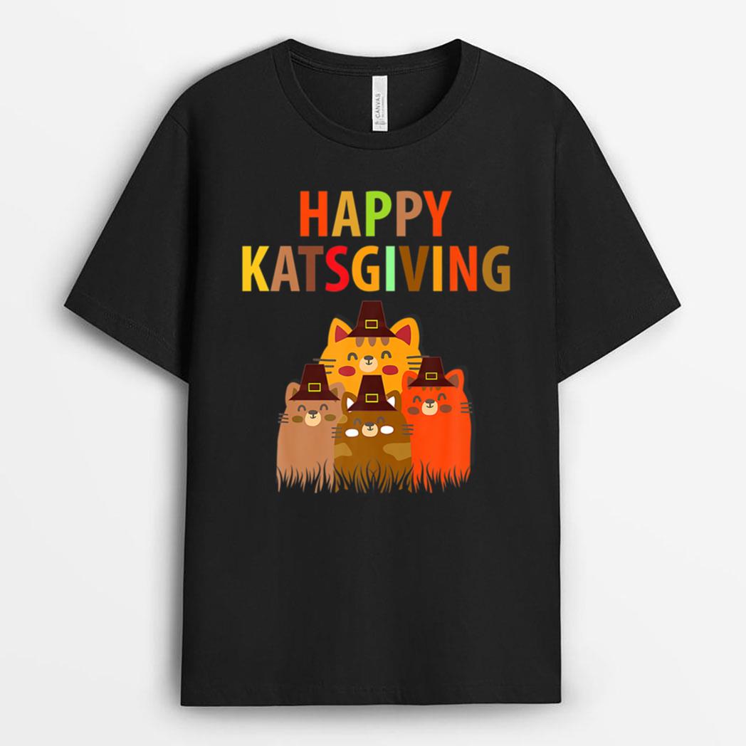 Happy-Katsgiving Thanksgiving-Cats Lovers-Pilgrim Hat Premium T-Shirt