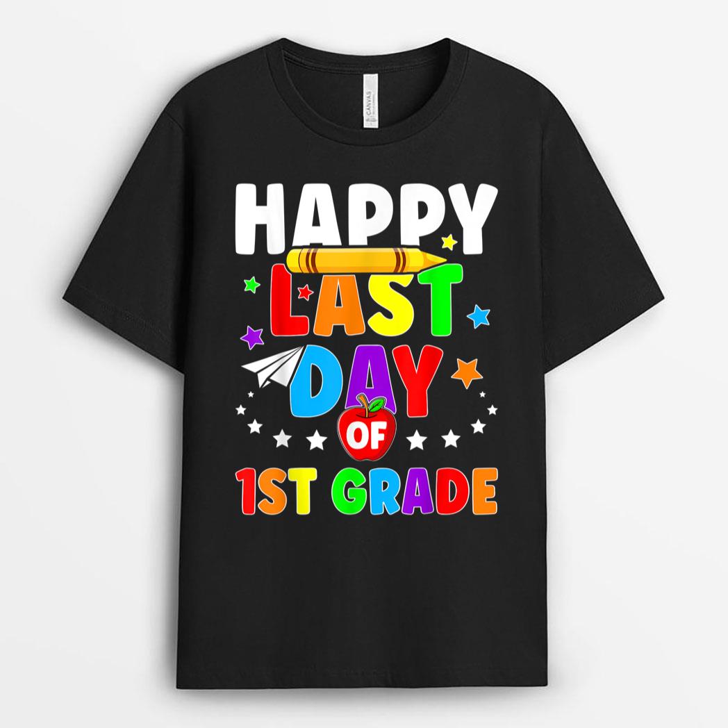Happy Last Day Of 1st Grade Graduation Teacher Students Kids T-Shirt