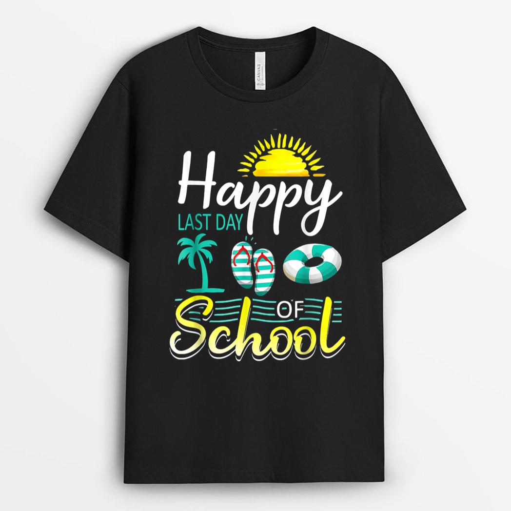 Happy Last Day Of School Summer Flip Flops Teacher Student T-Shirt