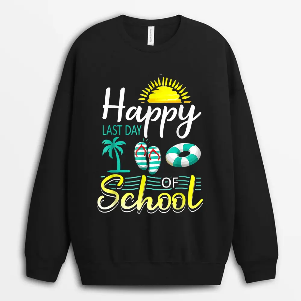 Happy Fri-Yay Friday Lovers Fun Teacher Gift Leopard Rainbow Sweatshirt - Black