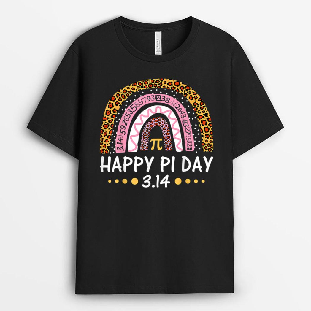 Happy Pi Day Mathematic Math Teacher Gift Leopard Rainbow T-Shirt