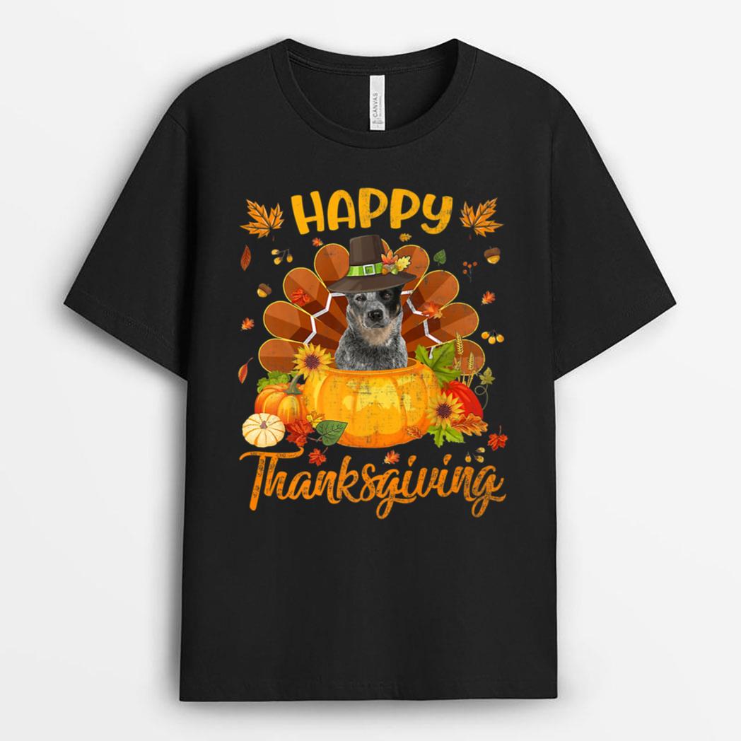 Happy Thanksgiving Australian Cattle Dog Turkey Pumpkin T-Shirt
