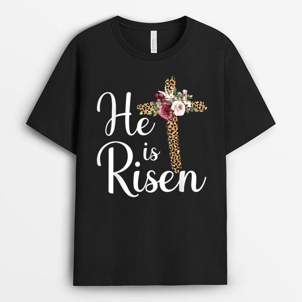 He Is Risen Jesus Christ Cross Easter Sunday Long Sleeve T T-Shirt