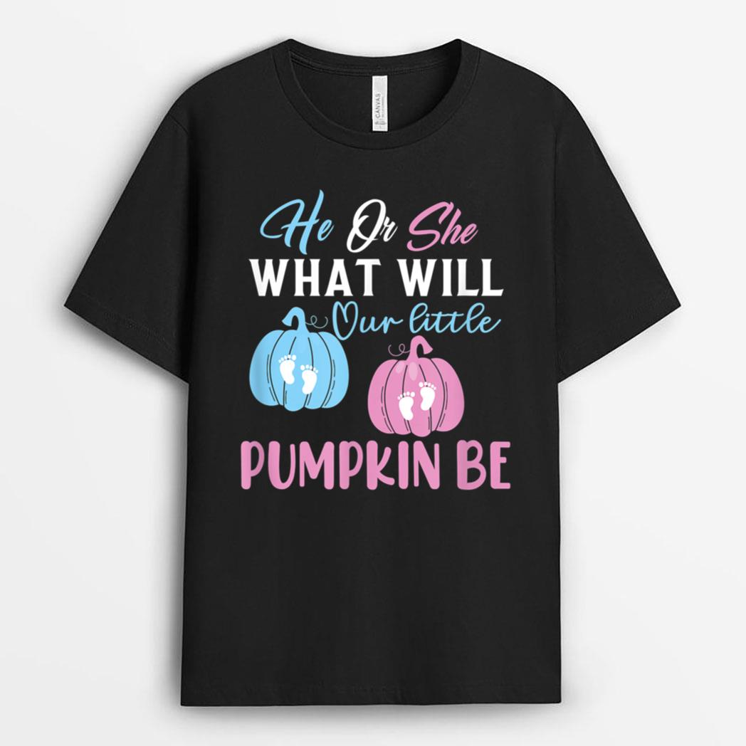 He Or She What Will Our Little Pumpkin Be Halloween T-Shirt