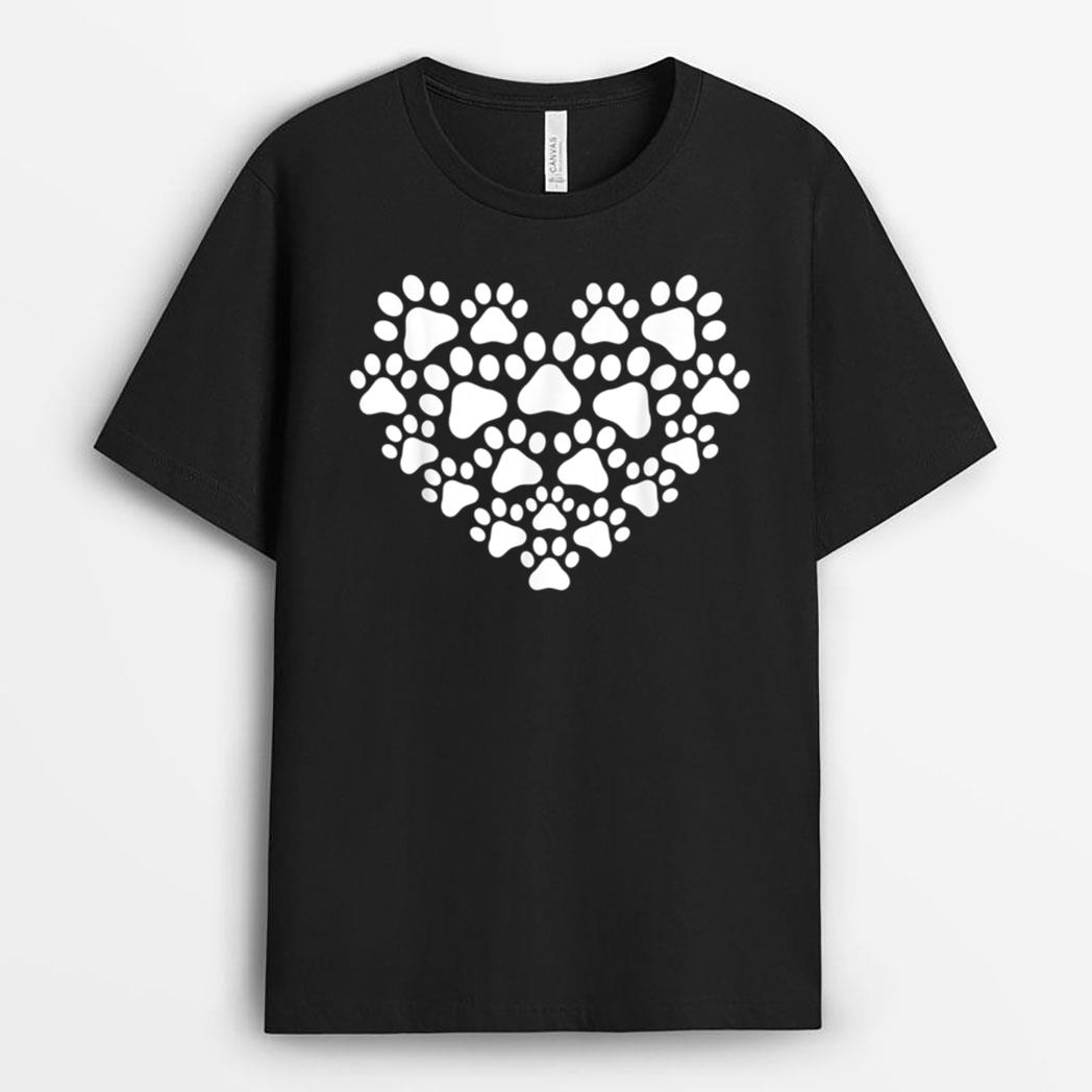 Heart Paw Print Dog & Cat - Cat Mom & Dog Mom Mother's Day T-Shirt