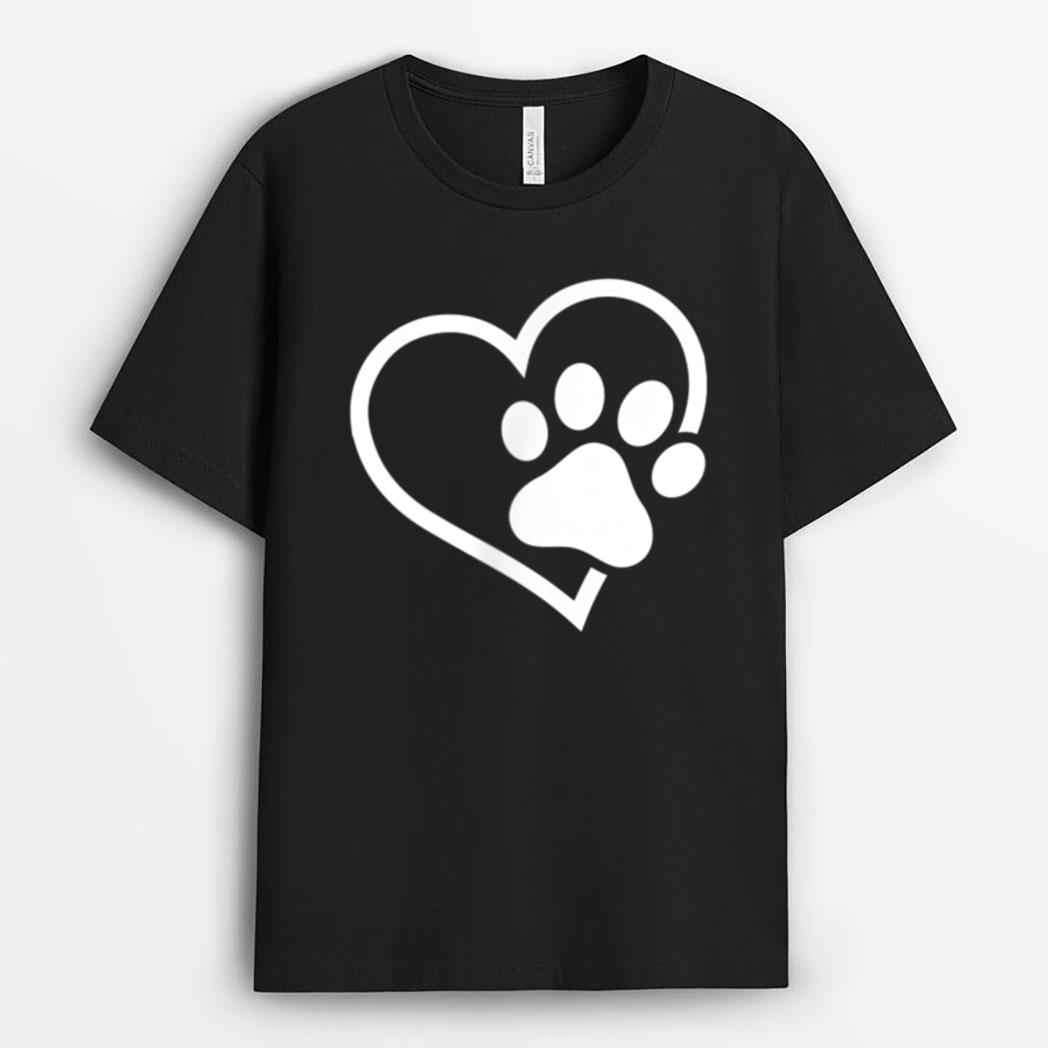 Heart with Paw For Cat or Dog Lovers T-Shirt