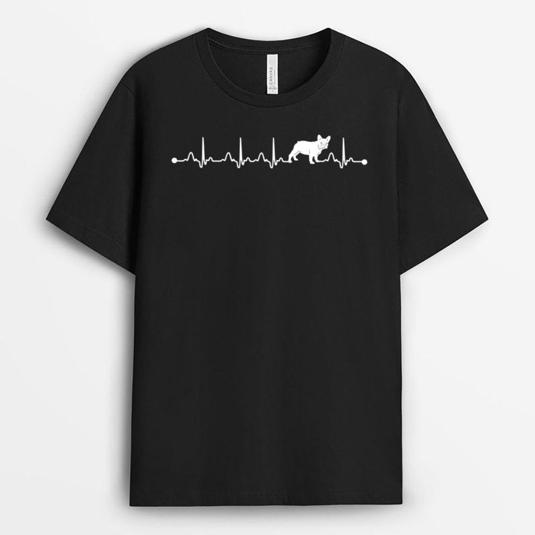 Heartbeat EKG French Bulldog Mom Funny Dog T-Shirt