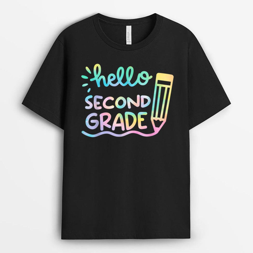Hello 2nd Grade Tie Dye Teachers Kids Back to School Funny T-Shirt