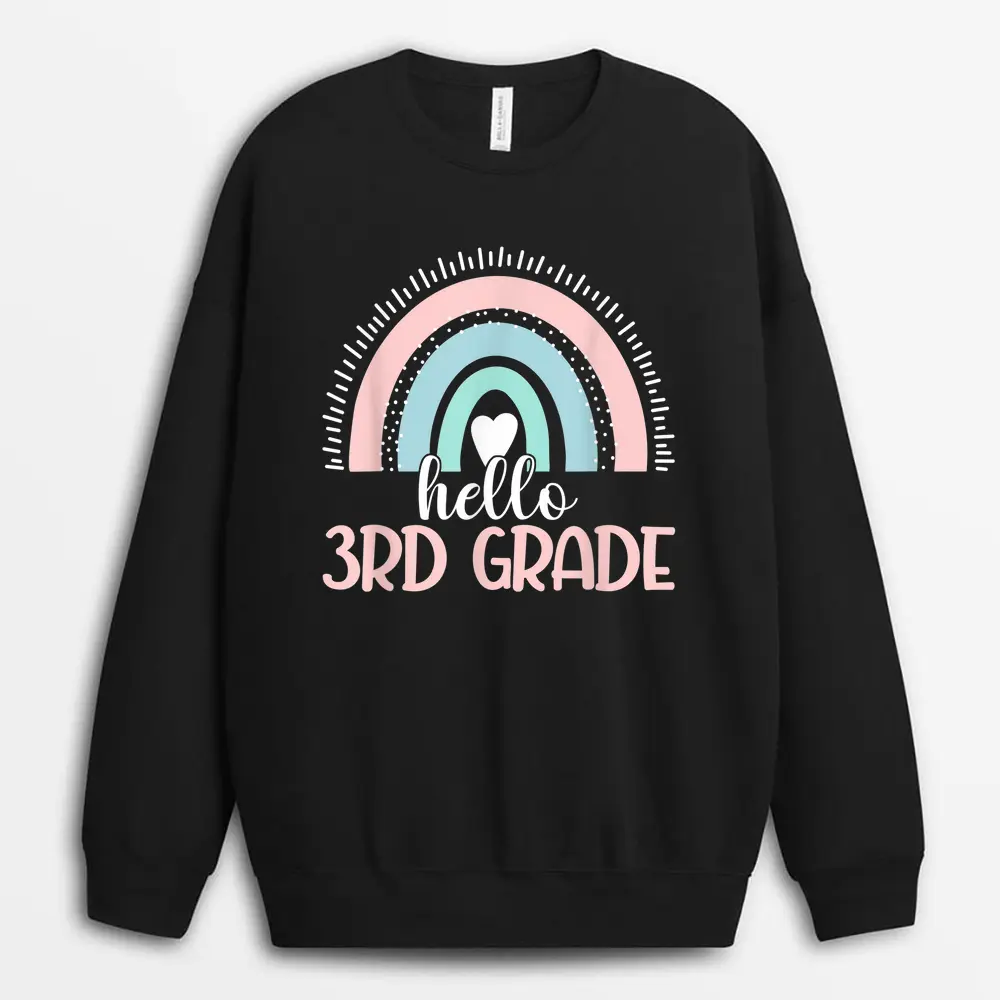 Hello 3rd Grade Tie Dye Teachers Kids Back To School Funny Sweatshirt - Black