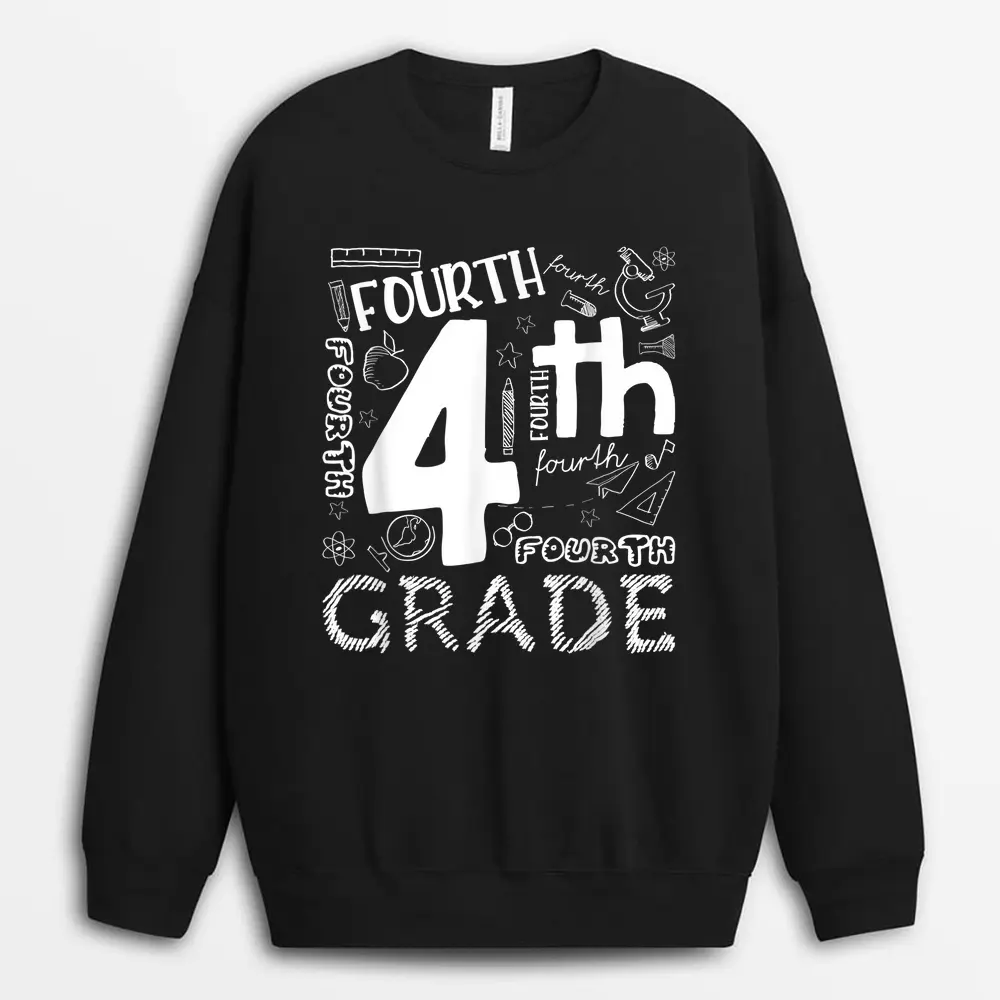 Hello 4th Grade Teacher Boys And Team Fourth Grade Girls Sweatshirt - Black