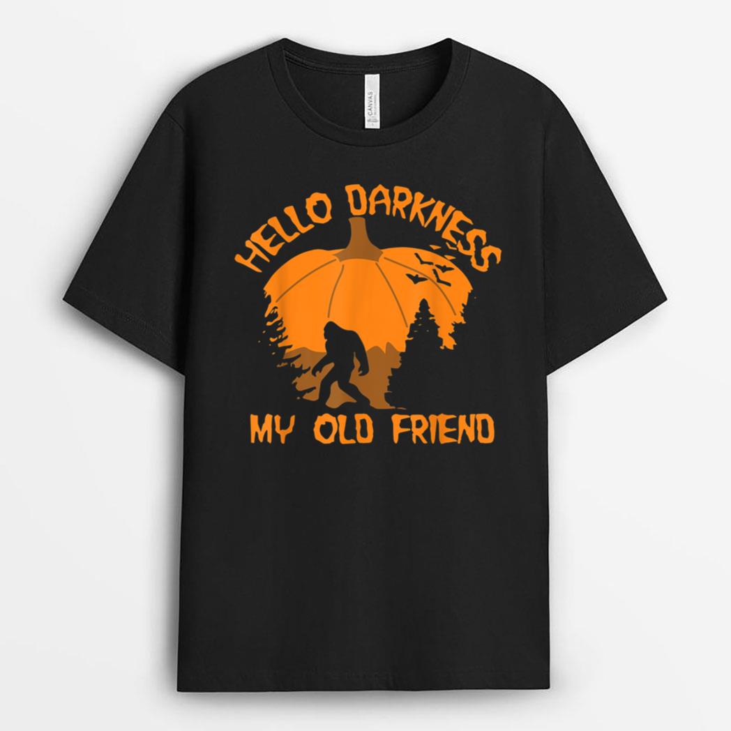 Hello Darkness My Old Friend Halloween Bigfoot Pumpkin T-Shirt