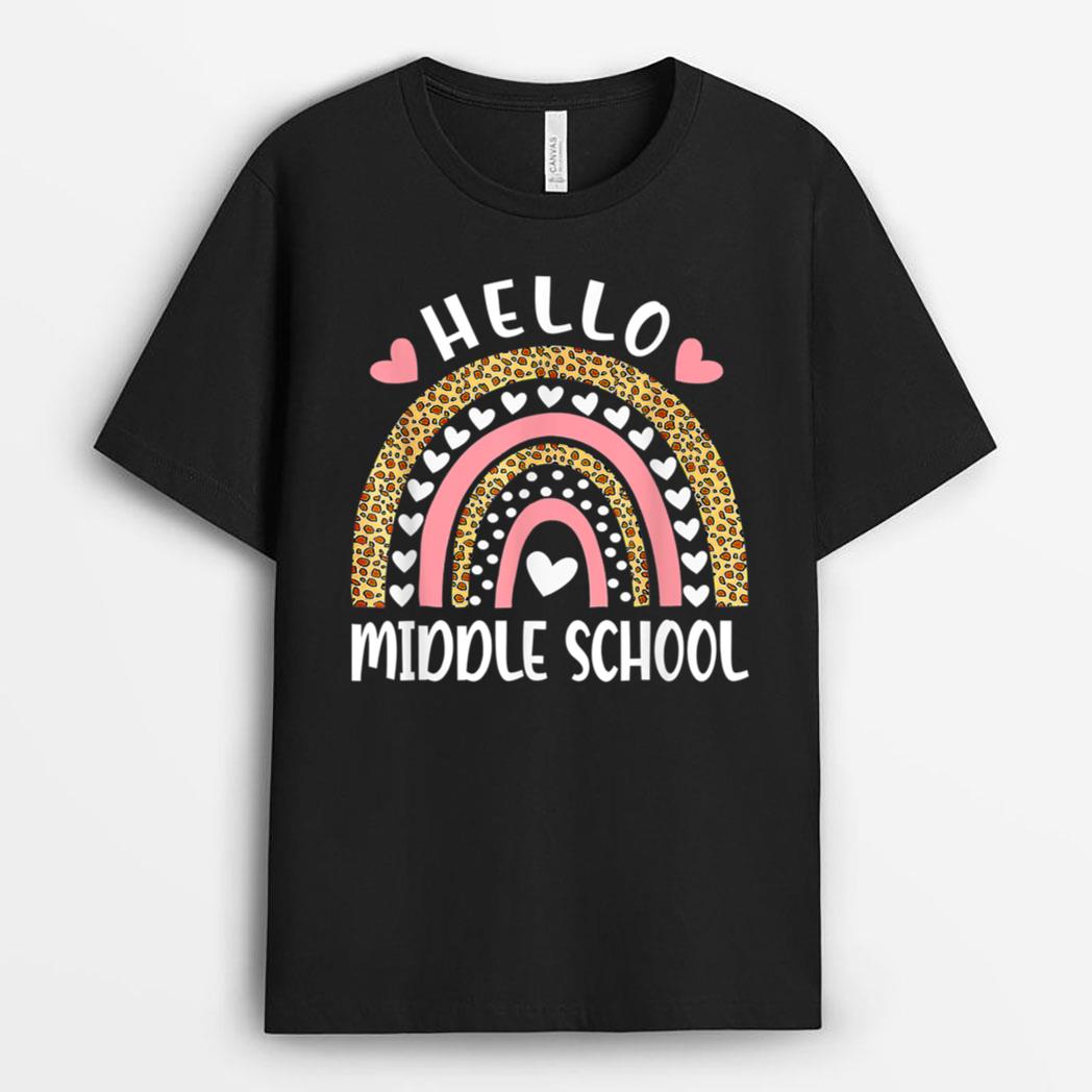 Hello Middle School Rainbow Teachers Back to School Funny T-Shirt