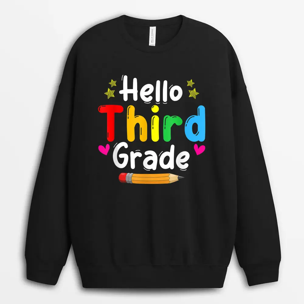 Hello Kindergarten Teacher Back To School Groovy Retro Sweatshirt - Black