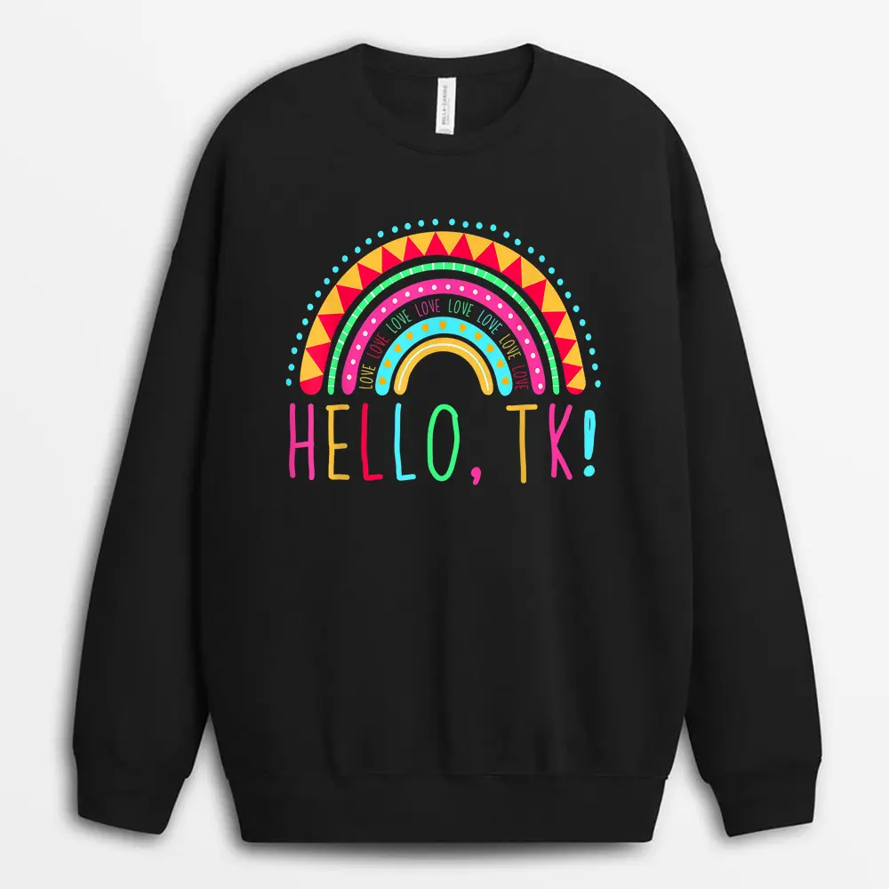 Hello Kindergarten Teacher Back To School Groovy Retro Sweatshirt - Black