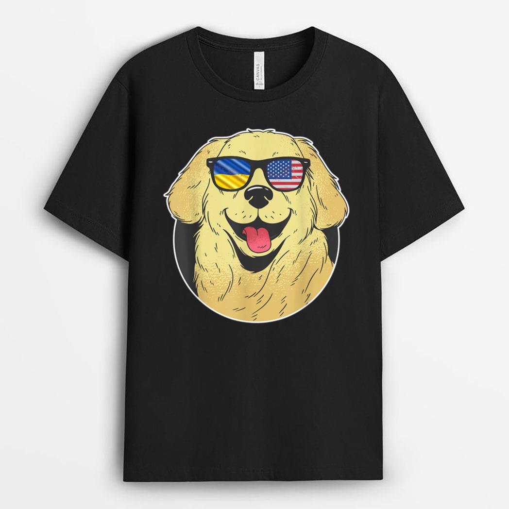 Heritage Roots Proud Ukrainian American Dog Ukraine USA Flag T-Shirt