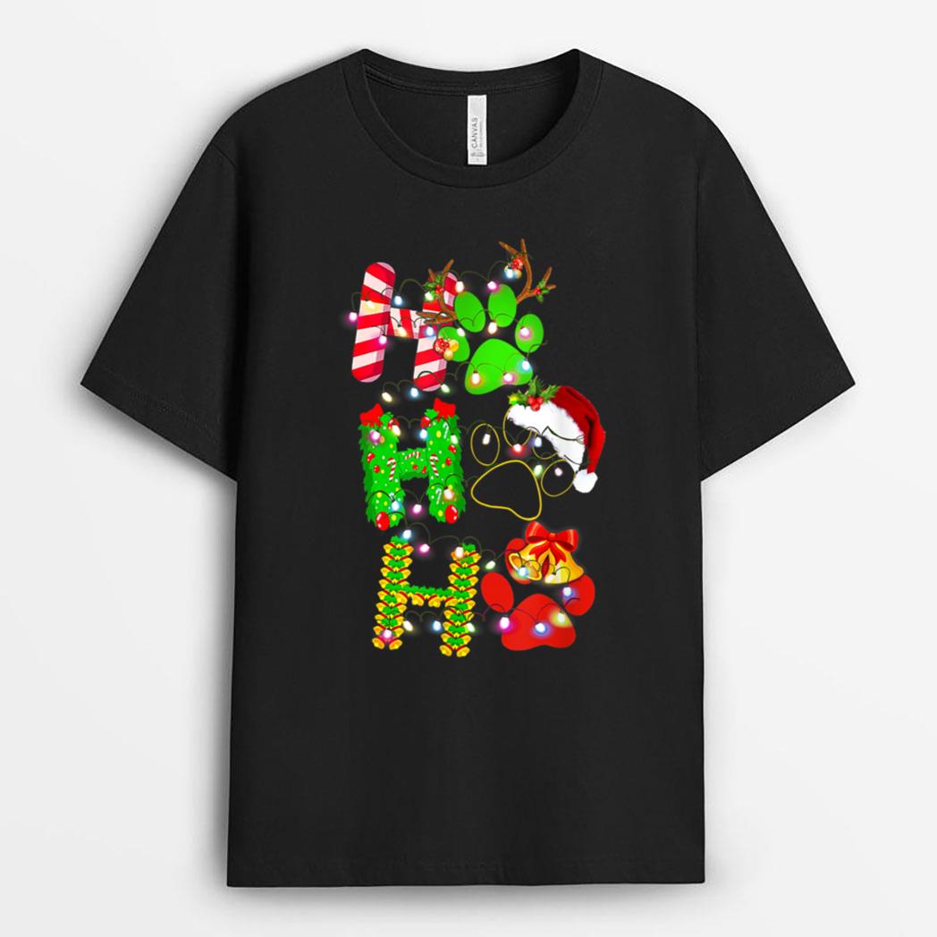 Ho Ho Ho Dog Paw Christmas T-Shirt