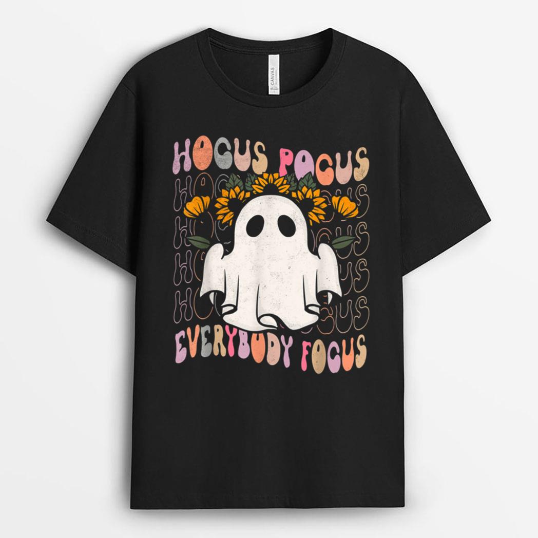 Hocus Pocus Everybody Focus Teacher Spooky Pumpkin Halloween T-Shirt
