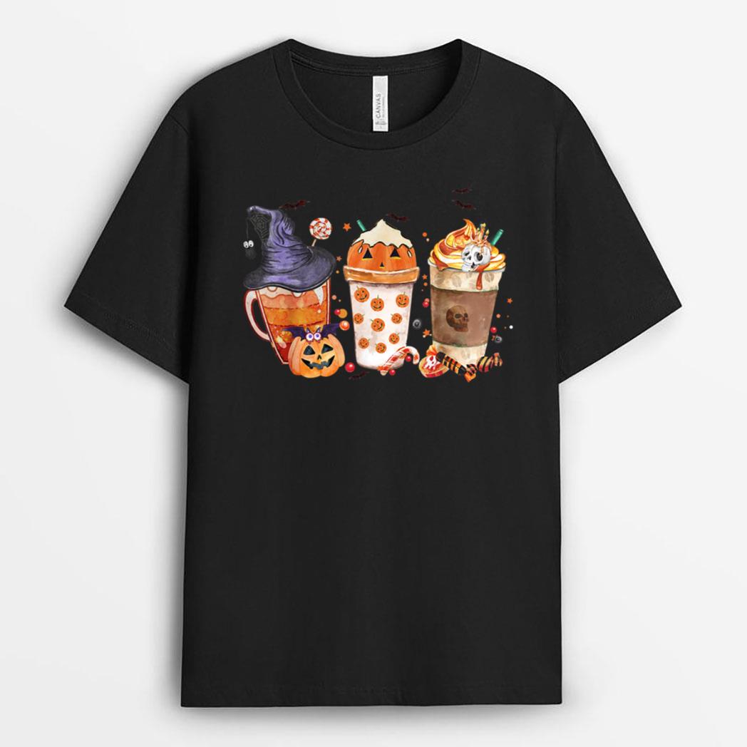 Horror Fall Coffee Pumpkin Spice Latte Iced Autumn Halloween Ver 1 T-Shirt