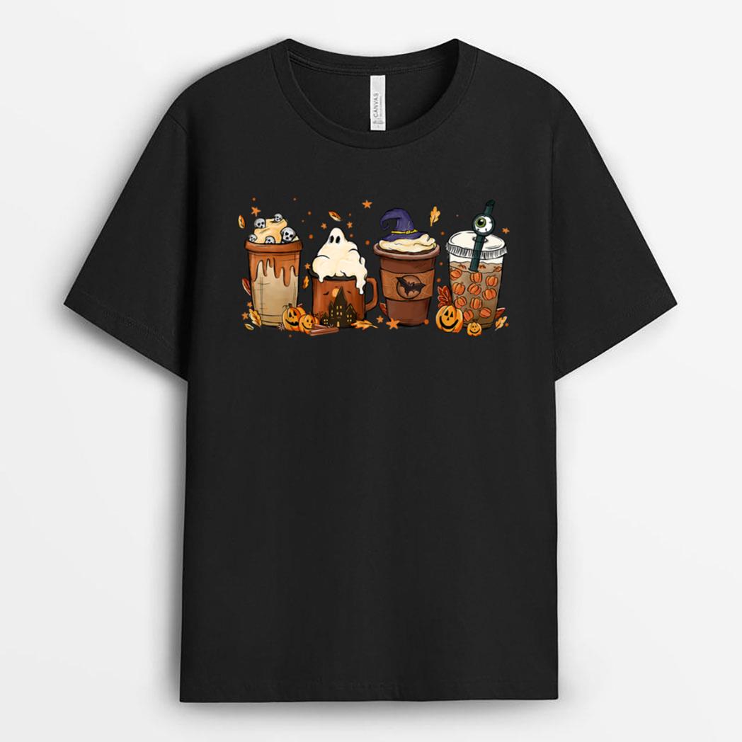 Horror Fall Coffee Pumpkin Spice Latte Iced Autumn Halloween Ver 2 T-Shirt