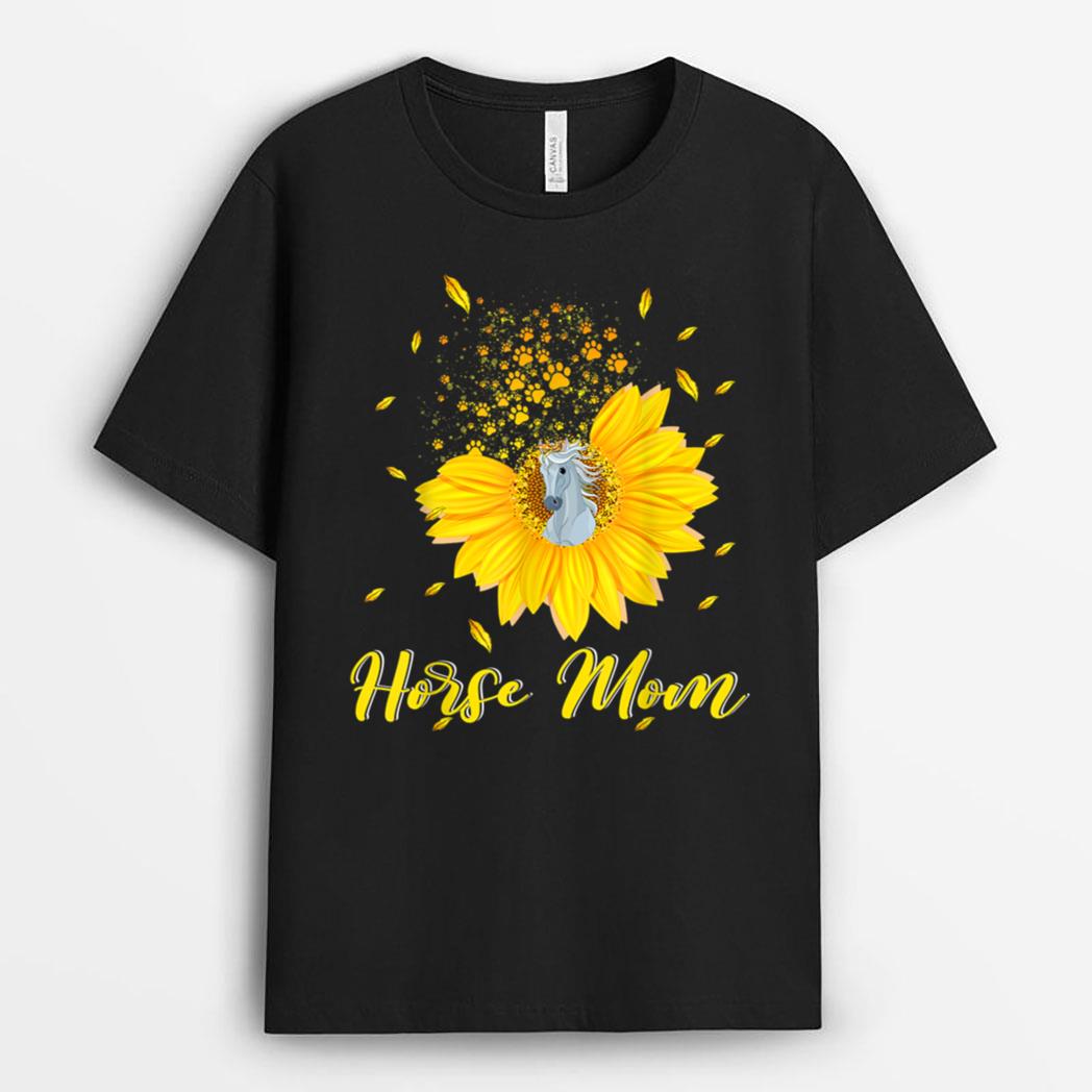 Horse Mom Happy Mother's Day Sunflower Floral Horse Farmer T-Shirt