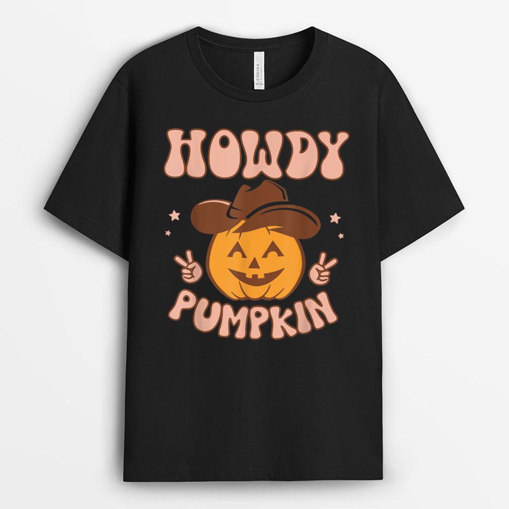 Howdy Pumpkin s Vintage Fall Autumn Western Halloween T-Shirt