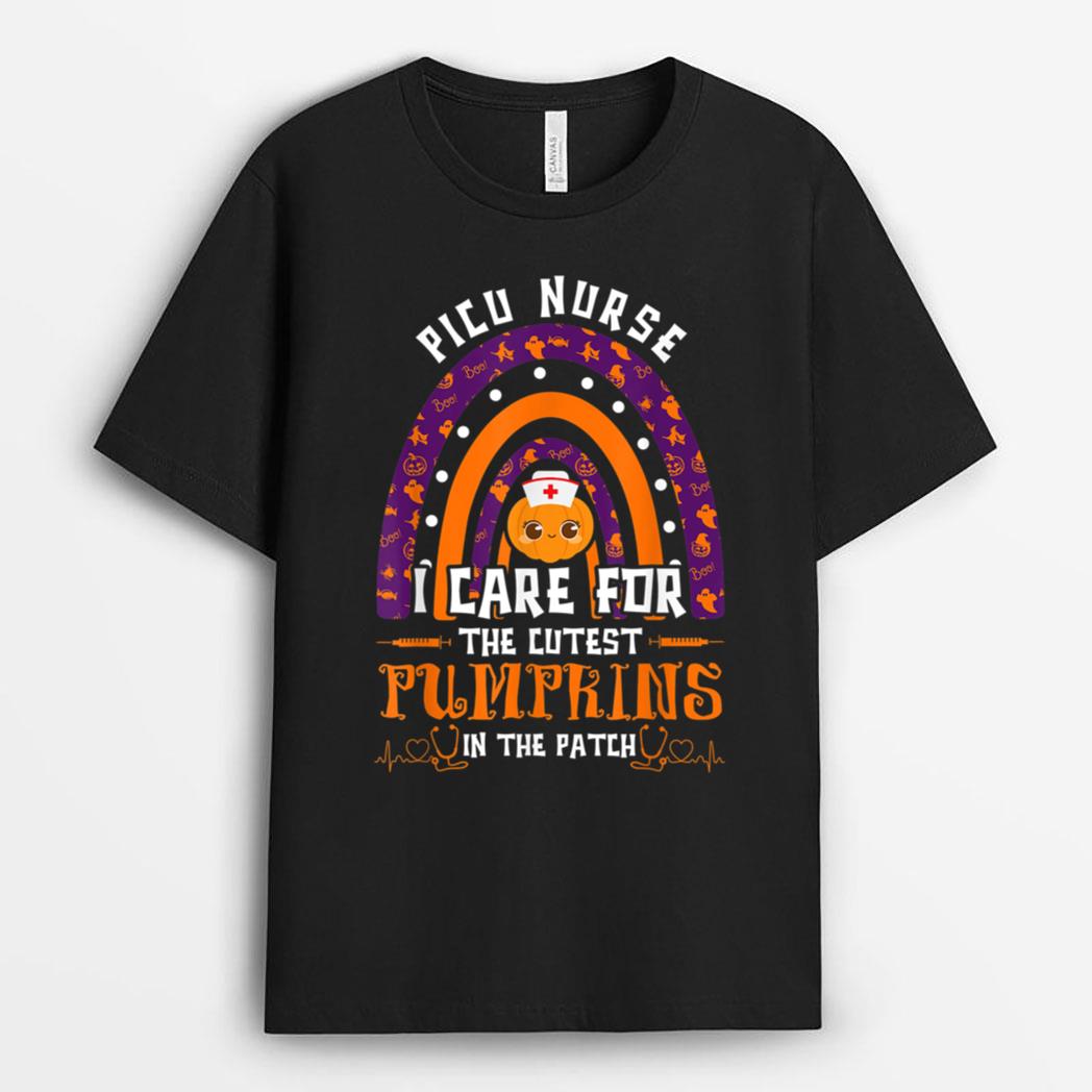 I Care for the Cutest Pumpkins Rainbow PICU Nurse Halloween T-Shirt