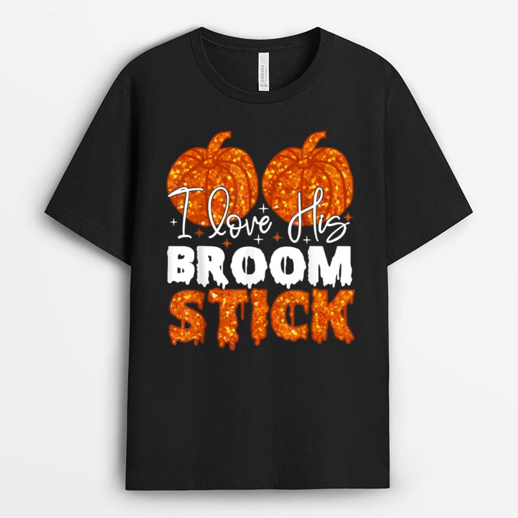 I Love His Broomstick I Love Her Pumpkins Halloween Couple Ver 1 T-Shirt
