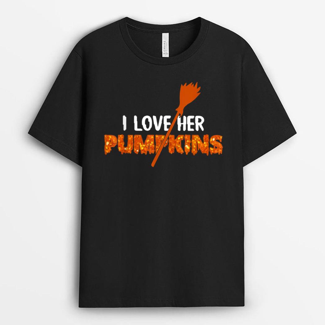 I Love His Broomstick I Love Her Pumpkins Halloween Couple Ver 2 T-Shirt