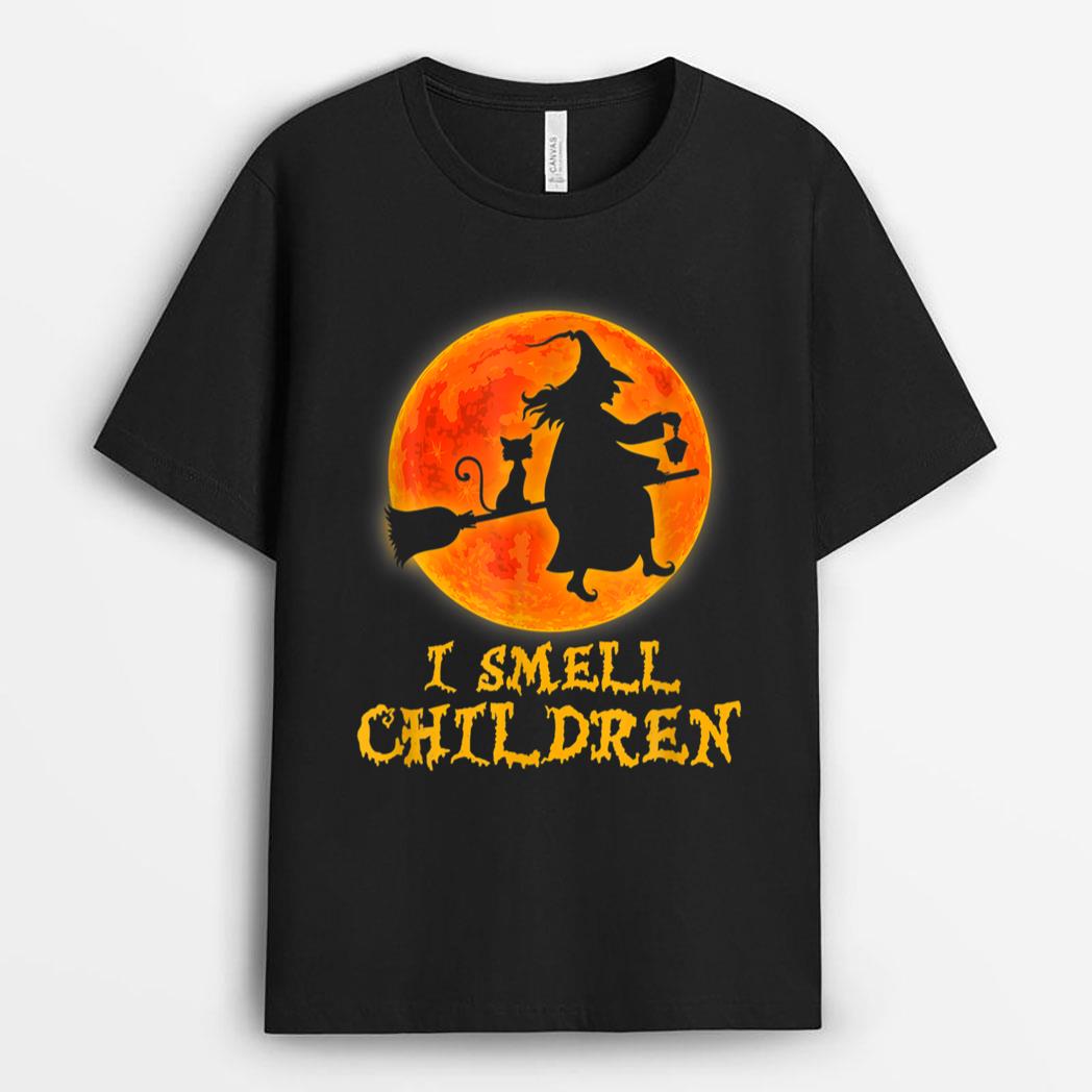 I Smell Children Halloween Costume Witch Black Cat Cute T-Shirt