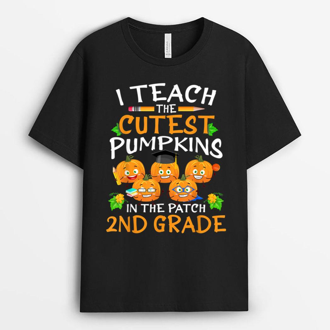 I Teach the Cutest 2nd Grade Pumpkins Halloween Teacher T-Shirt