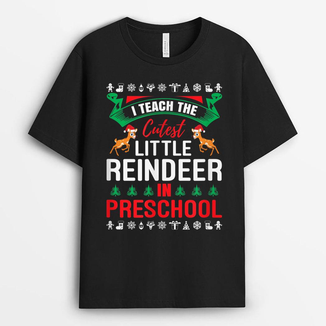 I Teach The Cutest Little Reindeer Christmas Teacher Class T-Shirt
