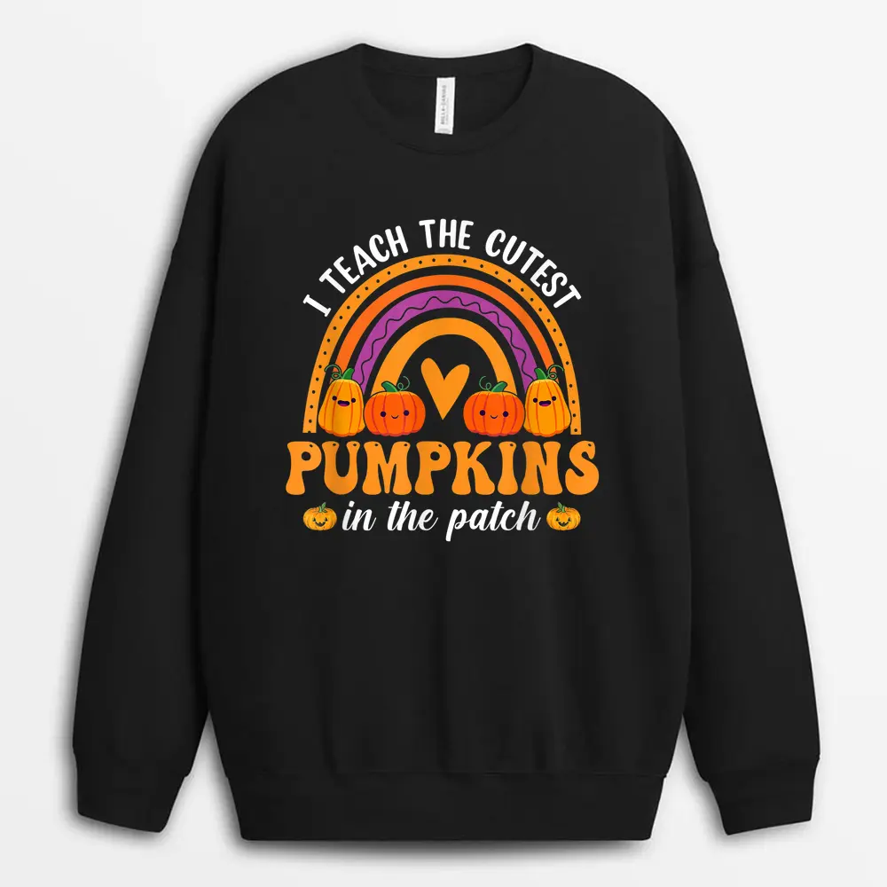 I Teach The Cutest Pumpkins In The Patch Preschool Teacher Sweatshirt - Black