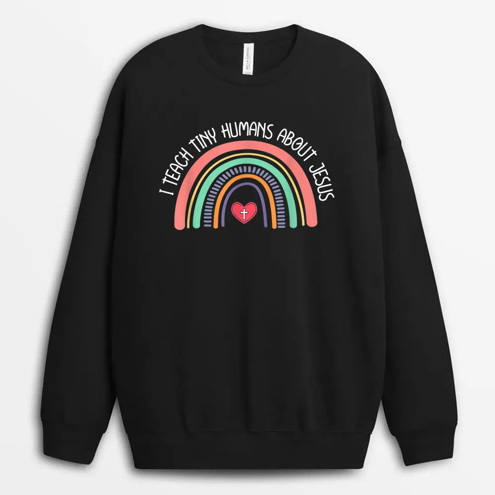 I Teach Tiny Humans Pre Kindergarten Teacher Back To School Sweatshirt - Black