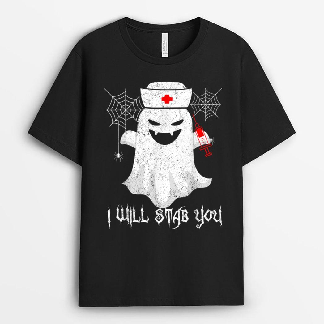 I Will Stab You Ghost Nurse Funny Halloween Costumes Gifts T-Shirt