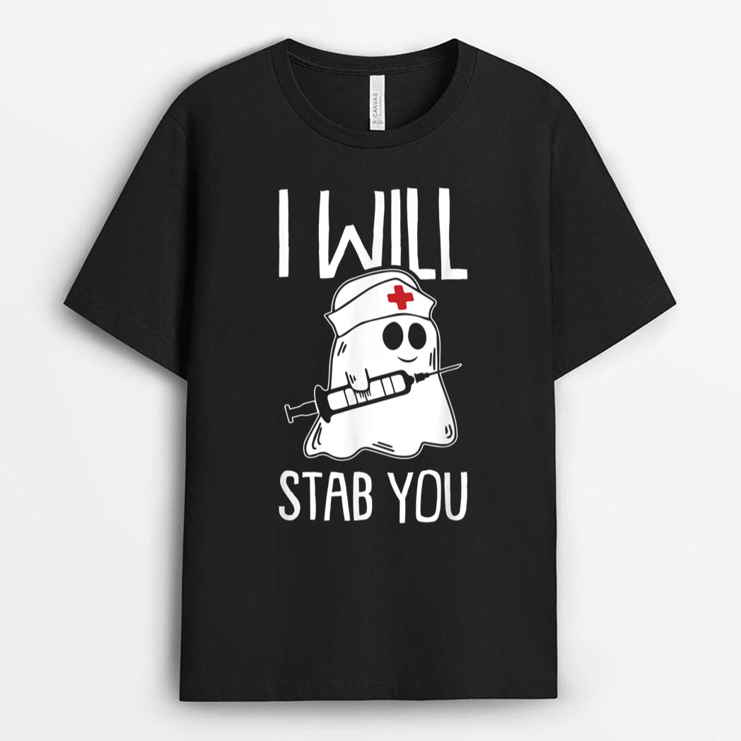 I Will Stab You Lazy Halloween Costume Nurse Nursing RN LPN T-Shirt