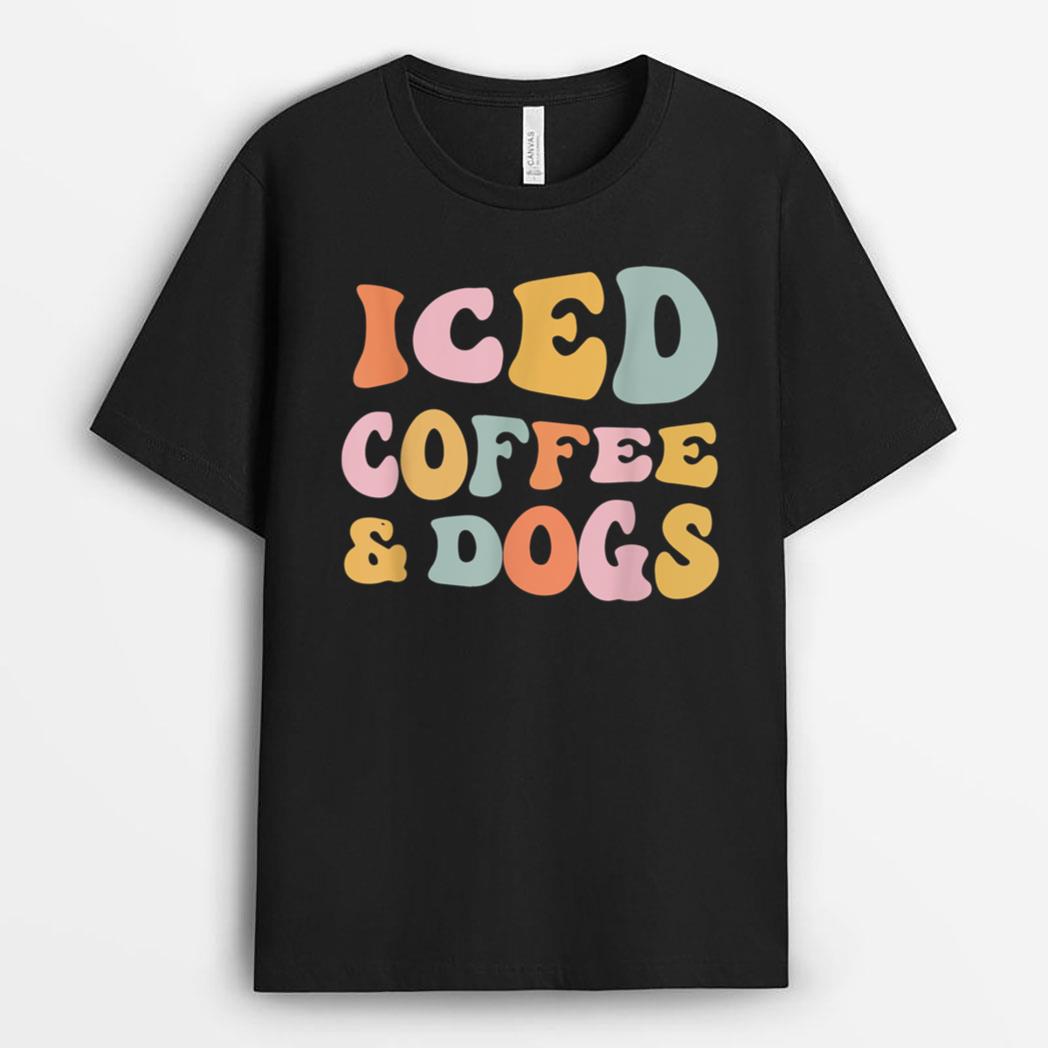 Iced Coffee and Dogs Funny Retro Vintage T-Shirt