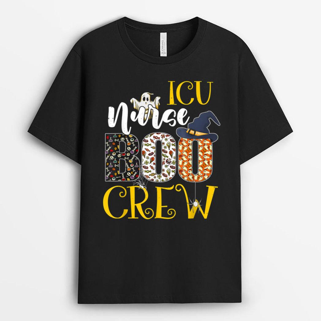 ICU Nurse Boo Crew Halloween Costume Boo Ghost Spider T-Shirt