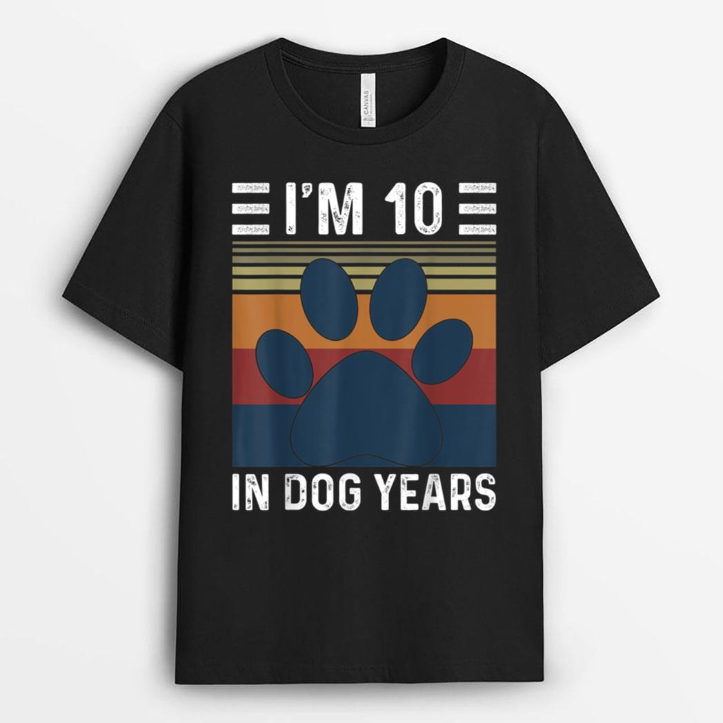 I'm 10 In Dog Years 70th Birthday Vintage Funny 70 Year Old T-Shirt