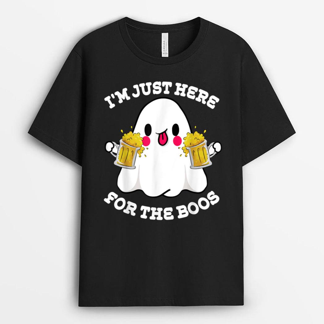 I'm Just Here for the Boos Beer Ghost Funny Halloween Gift T-Shirt