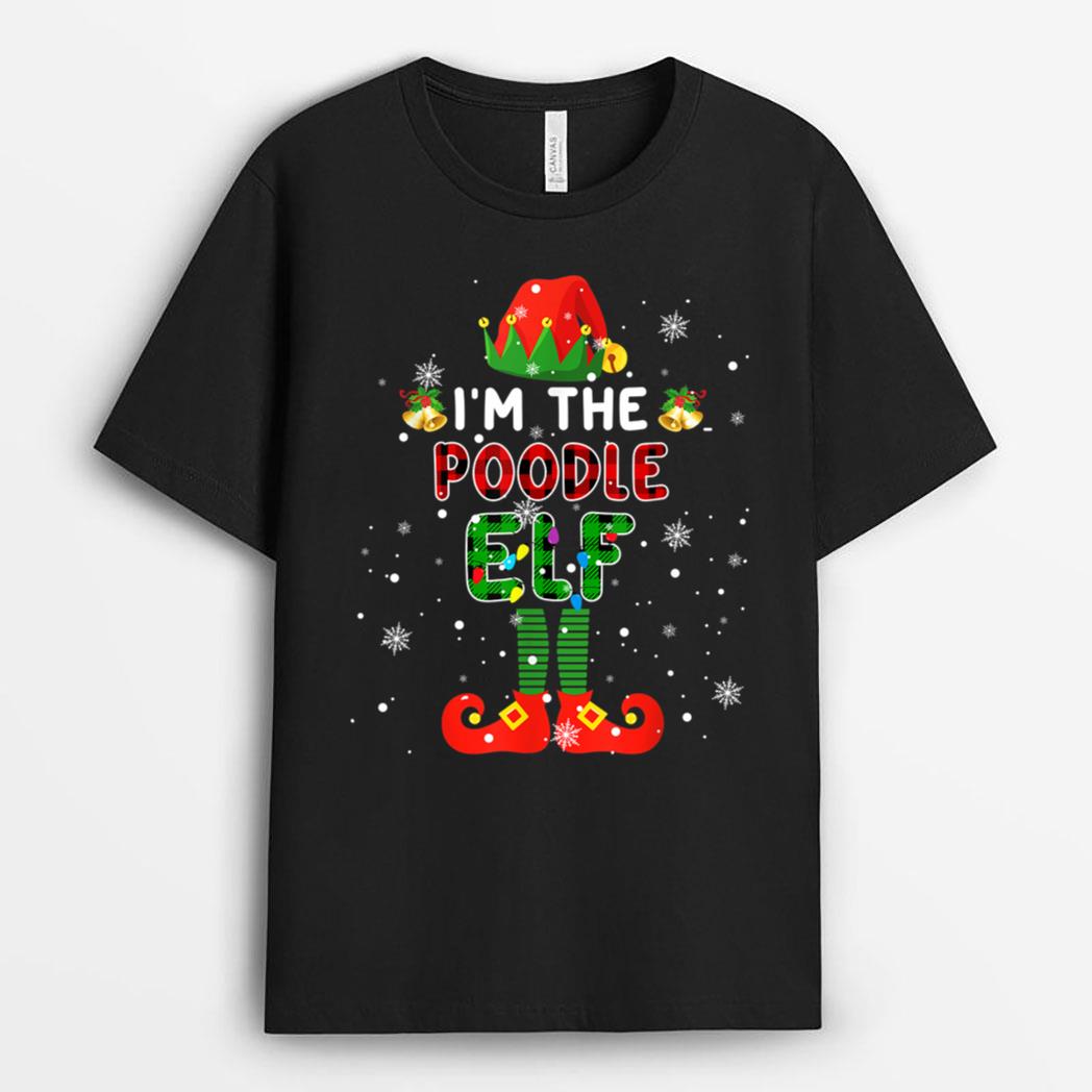 I'm The Poodle Elf Xmas Red Plaid Elf Costume Dog Lover T-Shirt