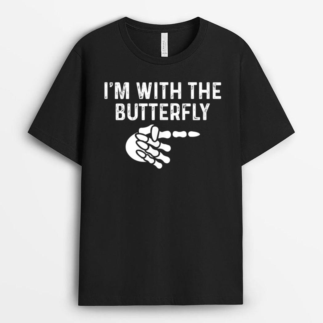 I'm With Butterfly Halloween Costume Funny Couples Matching T-Shirt