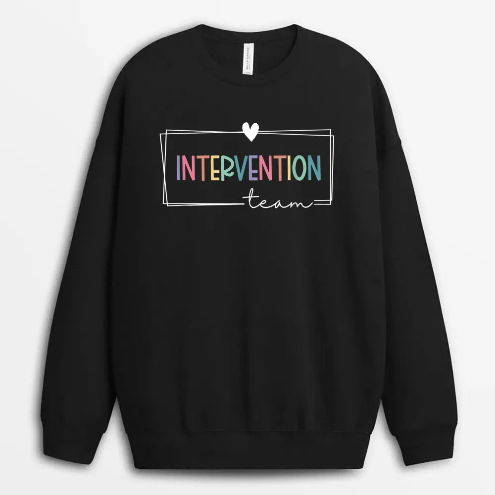 Interventionist Crew School Support Dyslexia Squad Reading Sweatshirt - Black