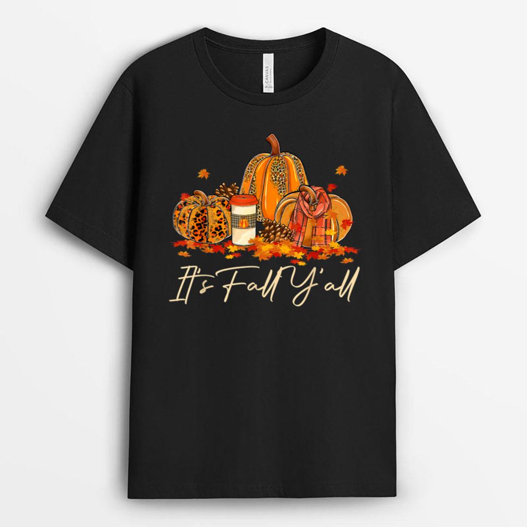 It's Fall Y'all Pumpkin Spice Leopard Autumn Fall Season T-Shirt