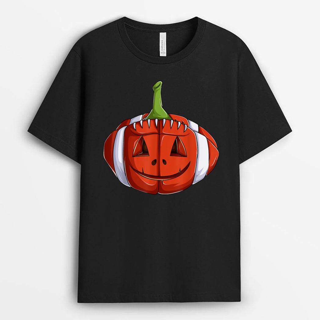 Jack Lantern Pumpkin American Football  Boy Halloween T-Shirt