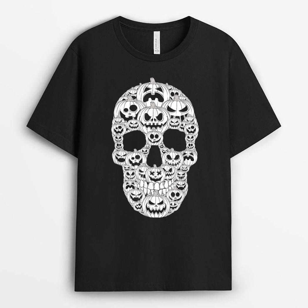 Jack O Lantern Face Pumpkin skull Halloween men women kids T-Shirt