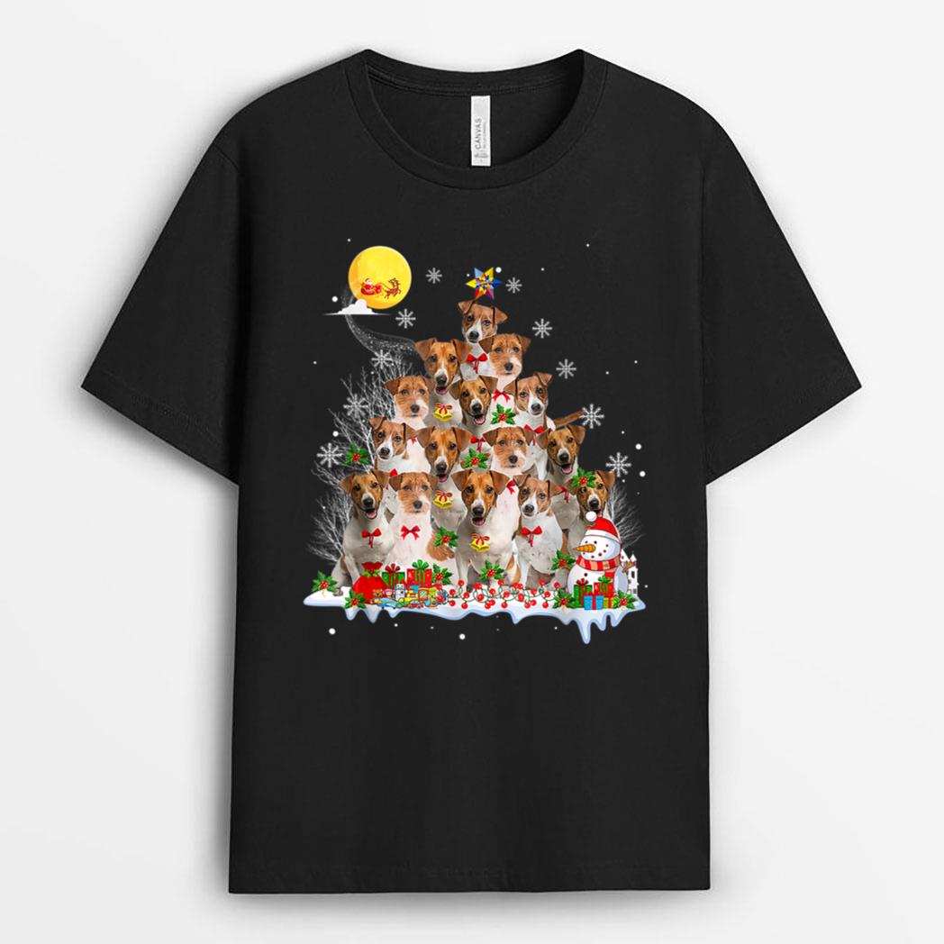 Jack Russell Terrier Dog Lover Matching Santa Christmas Tree T-Shirt